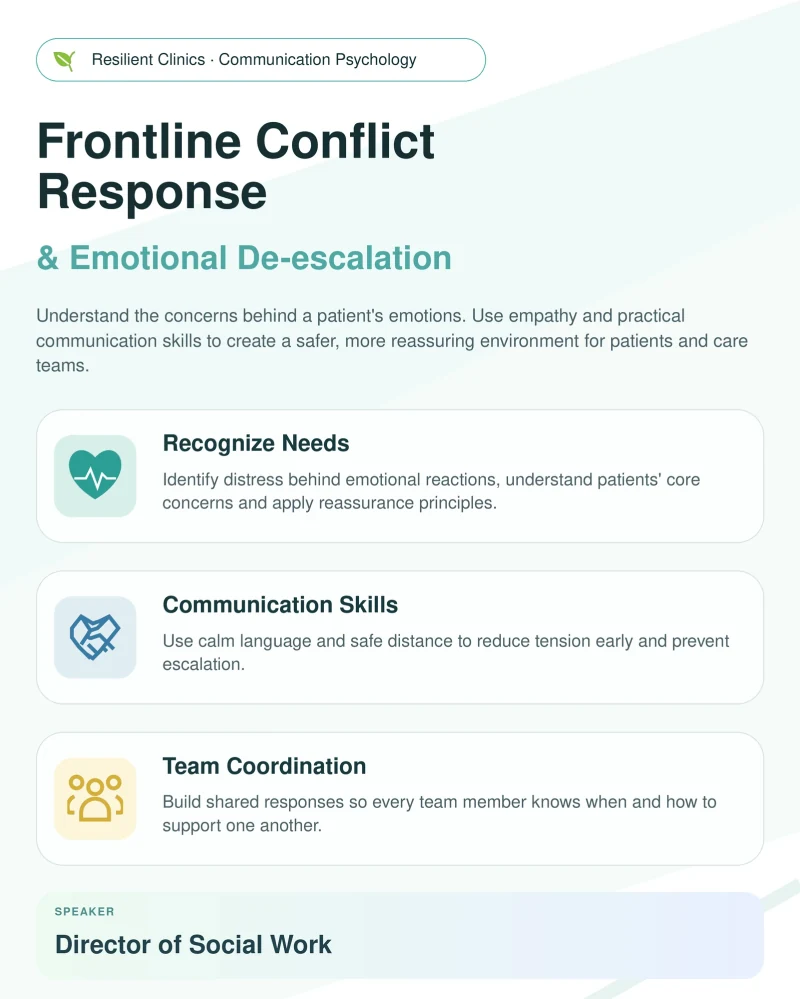 Flyer for the frontline conflict session.